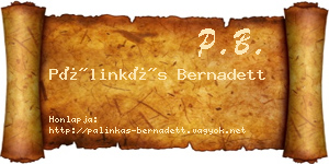 Pálinkás Bernadett névjegykártya